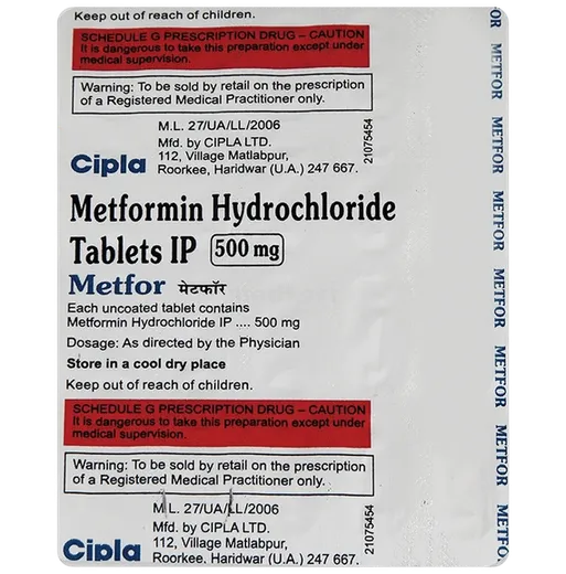 metfor 500mg tablet 20's